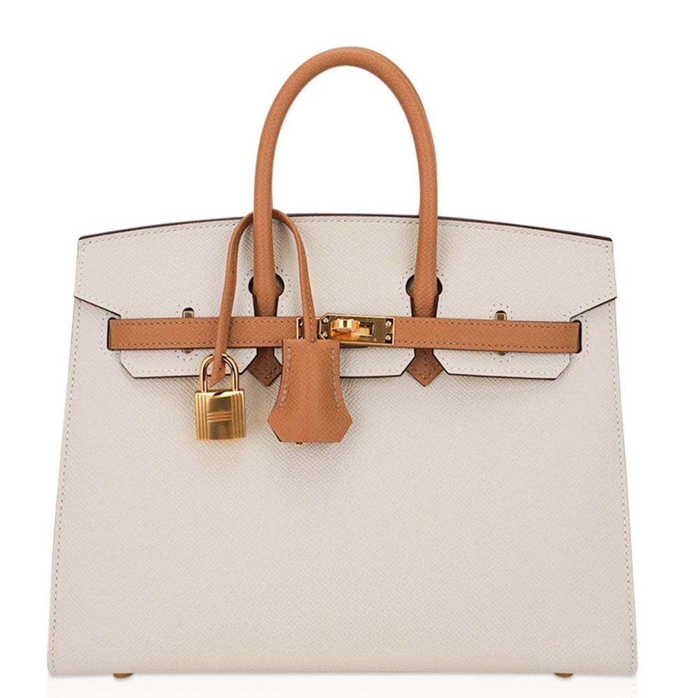 Hermes HSS Birkin 25 Sellier Bag in Craie and Gold Epsom Calfskin  TDBS26251